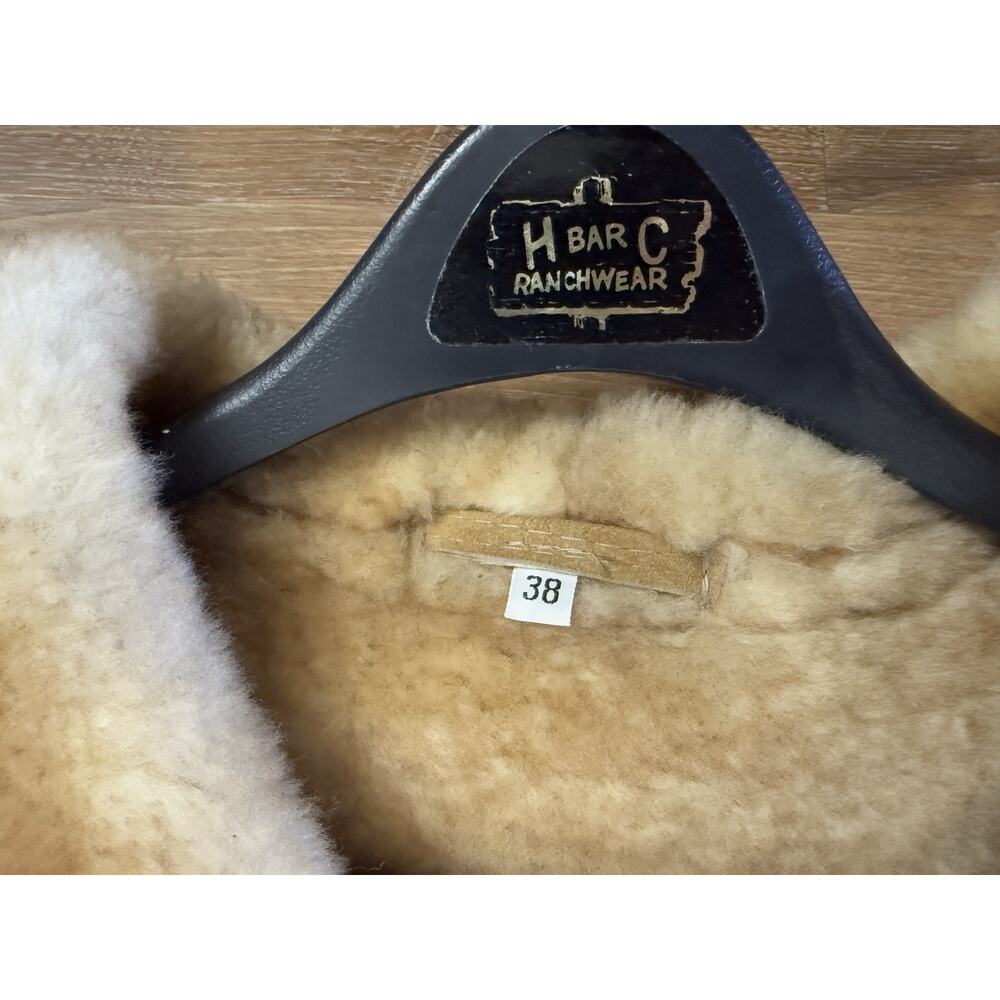 VTG The Sheepskin Traders Shearling Suede Coat Jacket Sz 38 Rancher Tan 80s,USA‎ - Picture 10 of 10